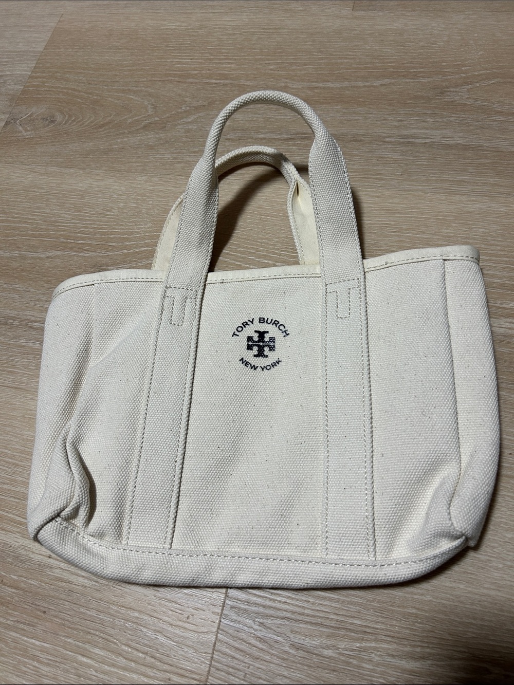 Tory Burch Cream Canvas Logo Tote